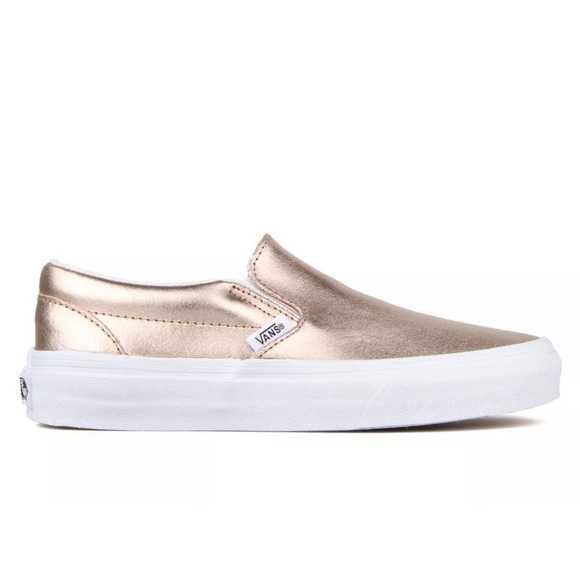 rose gold slip on vans womens